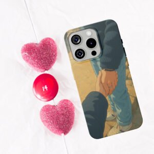couple holding hands design valentine day special premium printed customize name phone case iphone & samsung