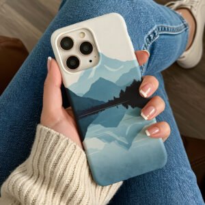 mountain view blue minimal nature premium printed phone case iphone & samsung