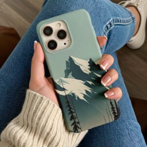 minimal mountain liquid silicone premium printed phone case iphone & samsung