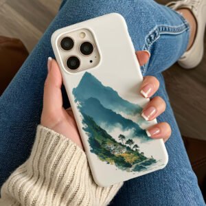 minimal mountain liquid silicone premium printed phone case iphone & samsung