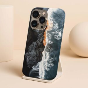 aesthetic black ocean waves premium printed phone case iphone & samsung