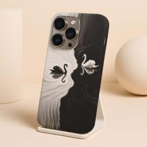 black & white swan love birds aesthetic premium printed phone case iphone & samsung