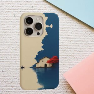 calm lake & red tree art premium printed phone case iphone & samsung